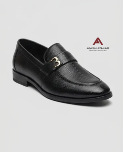 Asken Atelier Premium Synthetic Leather Loafers <b>for</b> <b>Men</b> Toe Slip-On Closure Solid Pattern Luxury Dress <b>Shoes</b> Featuring Anti-Slip - Product Image 3