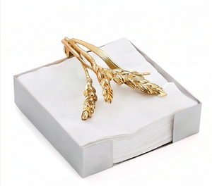 Elegant Metal Tissue Box Cover With Wheat Design Perfect For Modern Tabletop Use And Stylish Paper Tissue Organization - Product Image 5