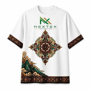 เสื้อยืดสไตล์บาติกแบบตะวันออกสำหรับผู้ชาย ลายพิมพ์ประดับแบบดั้งเดิม ทรงโอเวอร์ไซส์ - Product Image 1