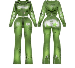 Conjunto de Dos Piezas Personalizado Primavera 2026 para Mujer, Conjuntos de Terciopelo, Chaqueta con Cremallera de Manga Larga, Pantalones Deportivos con Bolsillos, Chándal de Terciopelo para Dama - Product Image 6