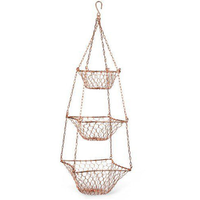 Panier à fleurs suspendu pliable en fil de fer avec corde, écologique