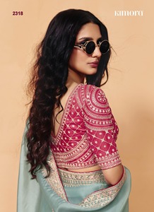 Sari de style Bollywood haut de gamme, richement brodé, pour des tenues élégantes de mariage et de fête pour femmes, à prix de gros - Product Image 3