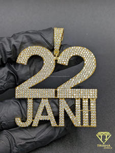 Colgante de Diamante Moissanita Personalizado con Número 22, Collar con Nombre Jani, Colgante con Nombre Personalizado, Colgante Iced Out - Product Image 2
