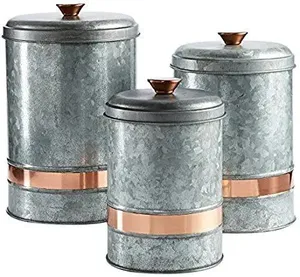 Vintage farmhouse style decorative metal kitchen <b>canister</b> set for dry food storage like <b>sugar</b> <b>coffee</b> <b>tea</b> flour snacks - Product Image 4