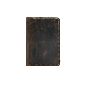 Dark Brown Genuine Leather Dual <b>Passport</b> Sleeve Slim Ticket Organizer Wallet Document Case Travel Protector Folder <b>Cover</b> Slots - Product Image 1