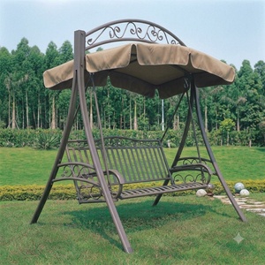 Chaise suspendue de patio extérieure victorienne en fer forgé galvanisé à chaud, résistante à la rouille, avec coussin non imperméable pour 2 personnes - Product Image 2