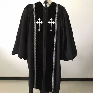 Robe de clergé unie fabriquée en usine, avec logo personnalisé, en coton à séchage rapide, style ethnique du Moyen-Orient, à manches longues, pour évêque ou doctorat - Product Image 2