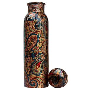 Handmade Honeycomb Pure Copper Water <b>Bottle</b> Set | Leakproof Ayurvedic Copper Vessel | Lacquer Coated Yoga Gym Copper <b>Flask</b> 1L - Product Image 3