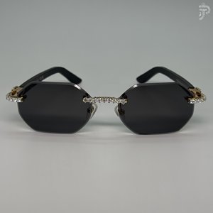 Lunettes de soleil rectangulaires de luxe pour femme, style Hip Hop, entièrement serties de diamants Moissanite à taille ronde - Product Image 1