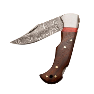 Premium Quality Direct Factory Made damascus Steel Folding Pocket Knife for Outdoor Camping Everyday Use with leather sheath - Product Image 5