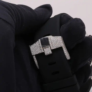 Lunette en acier inoxydable de qualité supérieure avec ceinture en caoutchouc et en cuir Montre de marque de qualité VVS en diamant moissanite de qualité supérieure Grand cadran - Product Image 2