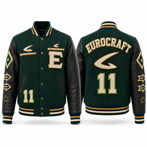 Men's Varsity <b>Jacket</b> Woolen Body Waterproof Windproof <b>Reversible</b> Embroidered Logo Winter Wear Quilted Lining - Product Image 3