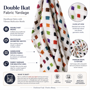 Handwoven Double Ikat <b>Fabric</b> Yardage White Base Multicolor Geometric Pattern Textile for Apparel and Home Decor - Product Image 5