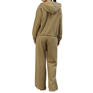 Logo personnalisé Sweat à capuche court et jogger 2 pièces ensemble vêtements pour femmes surdimensionnés longs hauts courts et pantalons de survêtement pour l'hiver - Product Image 4