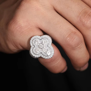 Lab Grown Diamond Quatrefoil Cross <b>Ring</b> S925 Sterling Silver Iced Hip Hop Jewelry <b>Men</b> Women Luxury Bling Statement Band IGI - Product Image 3