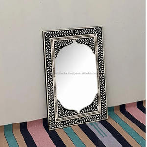 กระจกฝังกระดูกอินเดียทำด้วยมือคุณภาพระดับพรีเมี่ยมกรอบดอกไม้สุดหรูเพื่อยกระดับห้องนั่งเล่น - Product Image 1