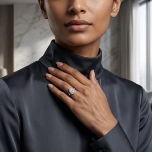 Bague de fiançailles pour femme en platine avec diamant taille poire, style élégant et luxueux, halo classique, certifiée IGI - Product Image 4
