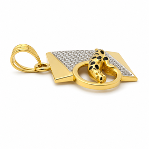 Colgante de Pantera de Oro Amarillo de 18 Quilates con Diamantes para Hombre, Unisex, Diseño Animal de Alto Brillo, Joyería de Moda, Regalo para Fiestas, Uso Diario, Collar - Product Image 4