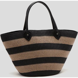 Sac fourre-tout en tricot rayé pour femme, fait main, moderne, doux, en mélange de coton, décontracté, pour l'été, la plage, les vacances, le shopping - Product Image 6