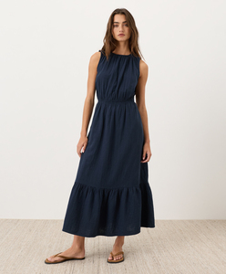 Cotton Midi <b>Dress</b> Summer Midi <b>Dress</b> Tiered Fit & Flare <b>Dresses</b> Women Tiered Midi <b>Dress</b> <b>Elastic</b> Waist for Women's Daily Wear - Product Image 1