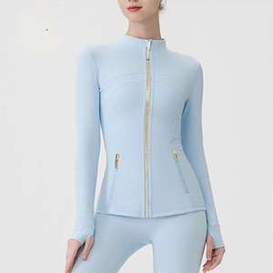 USA Overseas Warehouse Plus Size Slim Fit <b>Yoga</b> <b>Jacket</b> Women Ribbed Breathable Eco-Friendly Shaping Stand Collar Fitness Sports - Product Image 4