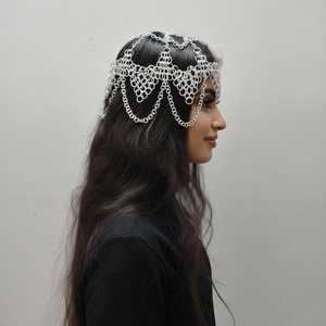 Coiffe en maille d'aluminium : Bijou de cheveux médiéval pour festival Renaissance - Product Image 4