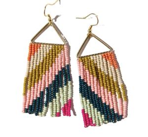 Pendientes Hechos a Mano con Cuentas de Colores Rosa y Azul de la Mejor Calidad, Bordados con Cuentas, para Bodas, de la India - Product Image 1