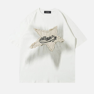 เสื้อยืดผู้ชายผ้าฝ้ายถักคุณภาพสูง ไซส์ใหญ่ แขนสั้น คอกลม โลโก้ด้านหน้า สไตล์ฮิปฮอป - Product Image 1