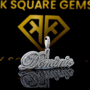 Pendentif Hip Hop Personnalisé avec Lettre et Numéro Porte-Bonheur, Moissanite, Plaqué Or Glacé, Bijoux de Fête, Fabrication Sur Mesure OEM - Product Image 6