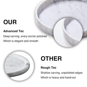 Marble Round <b>Vanity</b> White Decorative Serving Tray for Bathroom Counter Kitchen Nightstand Dresser <b>Table</b> Accent Decor - Product Image 6