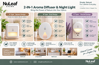 Diffuseur d'huiles essentielles 2 en 1 avec veilleuse, diffuseur sans eau avec veilleuse