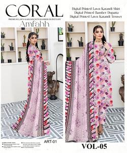 2025 Collection d'été nouveautés haute qualité femmes Shalwar Kameez Unstitch imprimé coton/pelouse costumes grande taille 3 pièces ensemble - Product Image 3