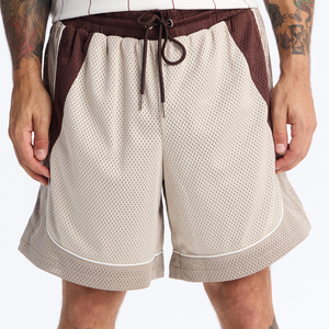 Shorts Bermuda en maille pour homme, personnalisables, avec bande latérale, taille à cordon de serrage, respirants, style sport décontracté, shorts en maille vierges pour homme - Product Image 3