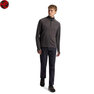 T-shirt unisexe à col montant, fermeture éclair quart de tour, maille unie, manches longues, séchage rapide, pour le sport et la course, 100 % polyester - Product Image 3