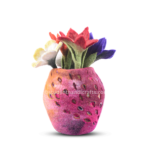 Handmade Artificial Wool Felt Flower with Vessel <b>Decoration</b> Bohemian Style <b>Spring</b> - Product Image 1