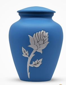 Urne funéraire classique en métal gravée Rambow Sky Blue pour cendres humaines adultes, style américain/européen - Product Image 6