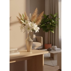 Nordic Minimalist Matte Black Ceramic <b>Vase</b> With <b>Ribbed</b> Texture Modern Desktop Flower Pot For Luxury Home and Office Centerpiece - Product Image 2