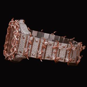 Reloj de Lujo VVS Moissanite, Estilo Romano, Hecho a Mano, Completamente Adornado con Diamantes, Movimiento de Cuarzo Mecánico, Unisex, Cristal de Zafiro, Analógico, Estilo Hip Hop - Product Image 3