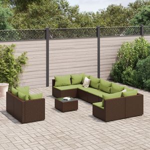 Set Divano da Esterno in Rattan Moderno 9 Posti, Arredamento da Giardino Marrone Verde Design Contemporaneo per Uso Residenziale - Product Image 3