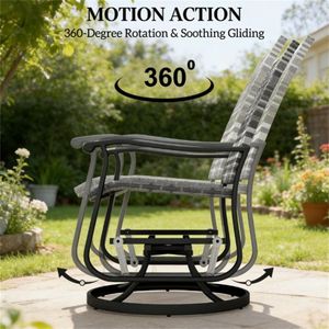 Set di Due Sedie da Giardino Grigie per Terrazza e Cortile con Funzione Dondolo - Product Image 4