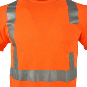Camiseta de Trabajo de Seguridad de Manga Corta de Alta Visibilidad Naranja, Camiseta de Seguridad Reflectante con Bolsillo y Logotipo Personalizable a Precio Económico - Product Image 4