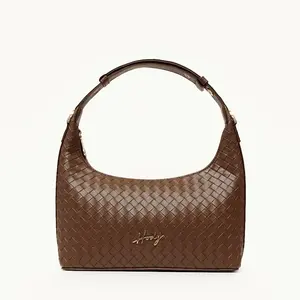 Sac à main HODY pour femme en cuir synthétique tressé Rosella, motif losanges, bandoulière réglable, fermeture éclair, imperméable, satiné - Product Image 1