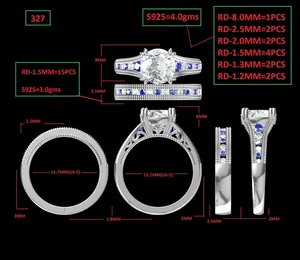 Anillo de Compromiso con Moissanita de Corte Redondo de 2.56 TCW, Plata de Ley, Estilo Vintage, TISHYA DIAMOND - Product Image 6
