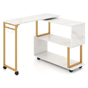 360 Degree Rotating Living Room <b>Sofa</b> <b>Side</b> <b>Table</b> with Storage Bookcase and Hooks - Product Image 1