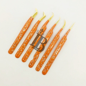 Pinzas para Pestañas de Alta Calidad, Pinzas Personalizadas para Extensión de Pestañas, Pinzas para Pestañas con Punta de Fibra de Visón, Bajo MOQ, Acero Inoxidable - Product Image 1