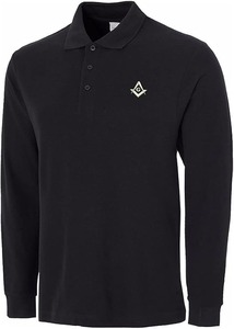 Chemises pour hommes à manches longues avec broderie de l'emblème maçonnique, tissu décontracté 100% coton, col rond - Product Image 3