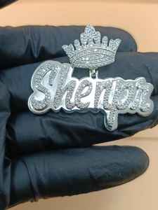 Colgante de Plata 925 con Nombre Personalizado, Corona de Rey y Letra Bai, Joyería Hip Hop, Colgante con Placa de Nombre Iced Out, Dijes de Letras Iniciales - Product Image 2