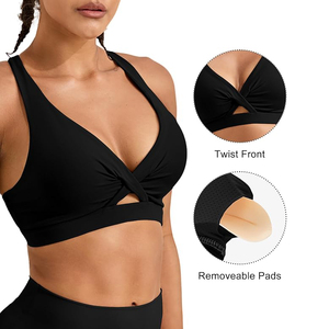 Soutien-gorge de sport à fermeture avant pour femme, avec crochets et œillets, bonnets moulés, maintien ultra élevé, doublure en maille respirante, pour la course et le fitness - Product Image 2