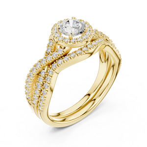 Bague de Mariage en Or Jaune 14 carats avec Diamant de Laboratoire Rond pour Femme |   Nouveau diamant cultivé - Product Image 5