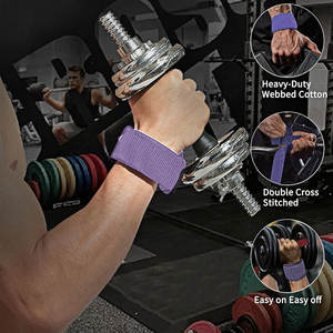 Correas de levantamiento de pesas para entrenamiento físico, correas de algodón con soporte acolchado de neopreno, correas de muñeca para levantamiento de pesas. - Product Image 4